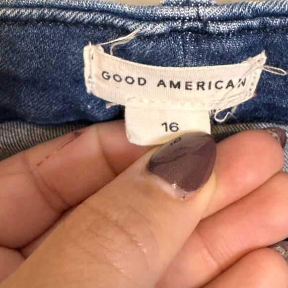 Plus Size Good American Dark Denim Good Petite Straight Jeans SZ 16 - Picture 2 of 3